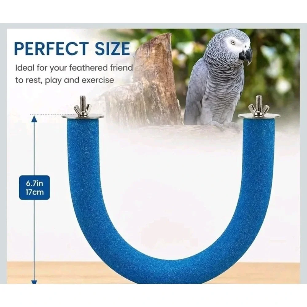 Rough-Surfaced Quartz Sand Parrot Perch for Medium to Large Birds - U Shape